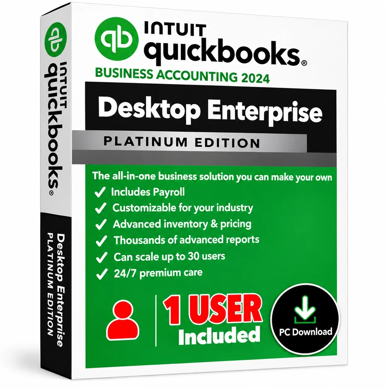 Quickbooks Desktop Enterprise Platinum 2024 for Windows Lifetime 1 User US Version Quickbooks Desktop Enterprise Platinum 2024 | 1 User | US Version - Image 1