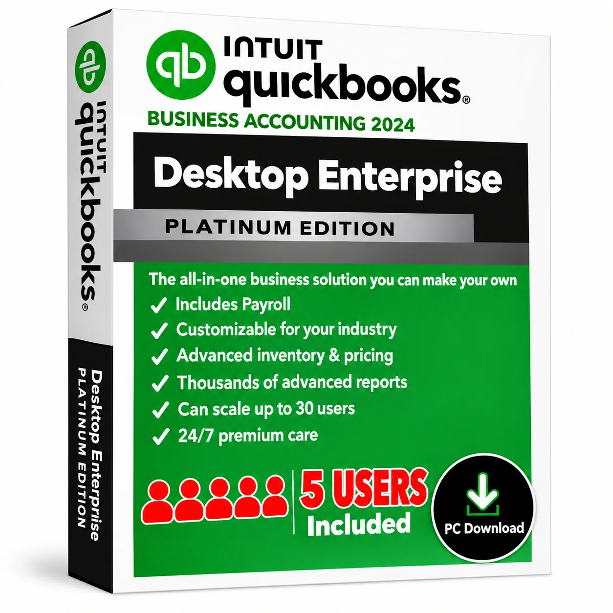 Quickbooks Desktop Enterprise Platinum 2024 for Windows Lifetime 5 Users US Version Quickbooks Desktop Enterprise Platinum 2024 5 User - Image 1