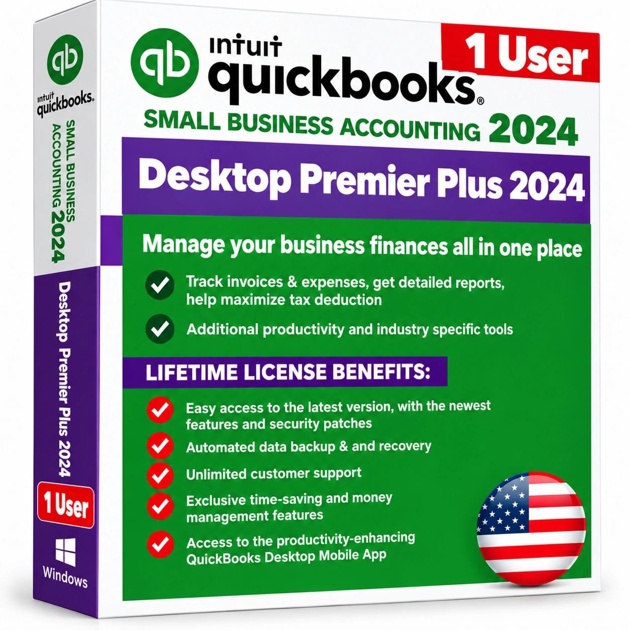 Quickbooks Desktop Premier Plus 2024 for Windows Lifetime 1 User US Version Quickbooks Desktop Premier Plus 2024 | 1 User | US Version - Image 1