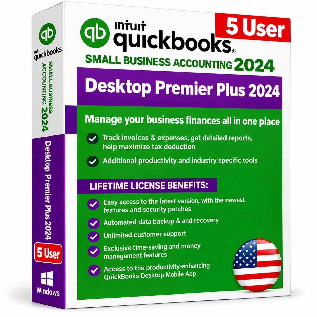 Quickbooks Desktop Premier Plus 2024 for Windows Lifetime 5 Users US Version Quickbooks Desktop Premier Plus 2024 for | 5 User | US Version - Image 1